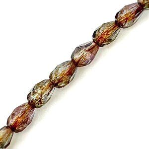 As Low As $2 Bronze Washed Lt Smokey Grey Fire Polish Drop Czech Beads 7x5mm(12)